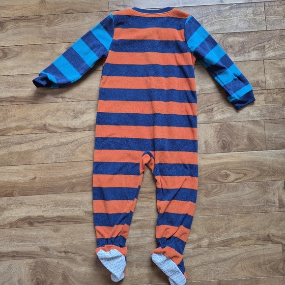 3/$15 Carter’s Boys’ Orange & Navy Striped Fleece Sleeper – Size 2T - Picture 4 of 4